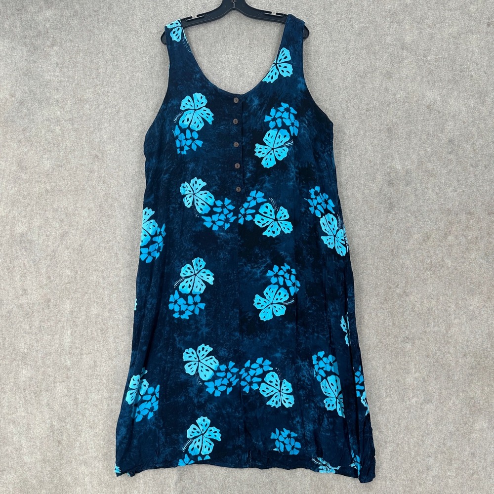 Sunny Kristin Design Hawaiian Dress 3Xl Rayon Sleeveless Button Midi Lightweight